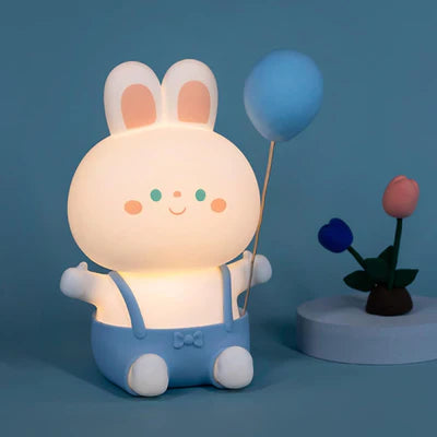 Cute Silicone Nursery Bunny Lamp - Safe and Soft Touch Night Light for Bedroom - 7-Color Mode and Timer Function - USB Rechargeable - Great Gift for kids and New Mothers (Blue )