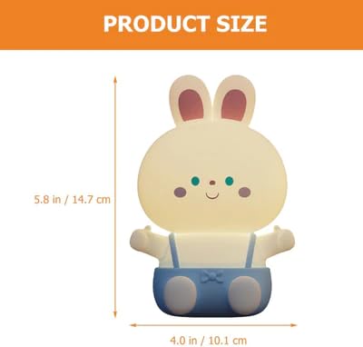 Cute Silicone Nursery Bunny Lamp - Safe and Soft Touch Night Light for Bedroom - 7-Color Mode and Timer Function - USB Rechargeable - Great Gift for kids and New Mothers (Blue )