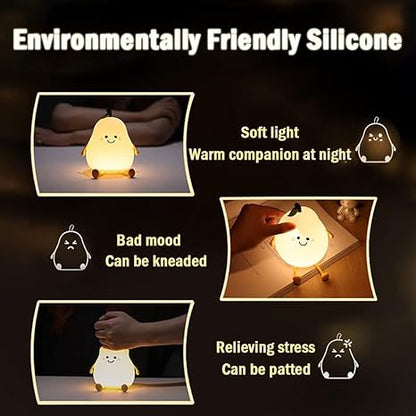Cute Pear LED Night Lamp For Kids,7 Color Changing Silicone Nursery Night Light For Kids Bedroom,Birthday Gift For Kids&Toddlers,Squishy Kawaii Beside Lamp For Boys&Girls Room (Pear Lamp)