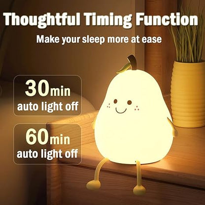 Cute Pear LED Night Lamp For Kids,7 Color Changing Silicone Nursery Night Light For Kids Bedroom,Birthday Gift For Kids&Toddlers,Squishy Kawaii Beside Lamp For Boys&Girls Room (Pear Lamp)