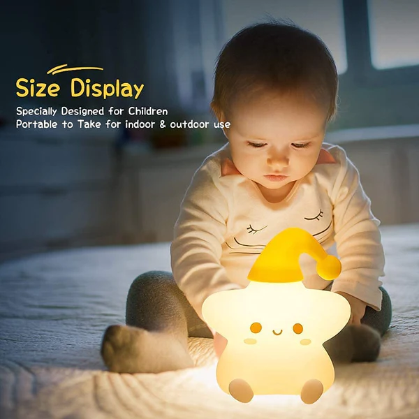 Cute smile Star Touch LED Silicone Lamp, Birthday Gift For Girls And Boys, Star Light Lamp, Kids Night Light, Silicone Lamp, Rechargeable, White