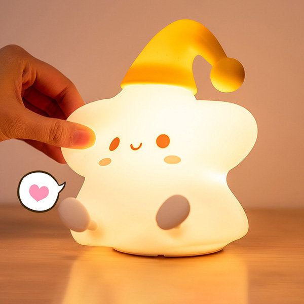 Cute smile Star Touch LED Silicone Lamp, Birthday Gift For Girls And Boys, Star Light Lamp, Kids Night Light, Silicone Lamp, Rechargeable, White