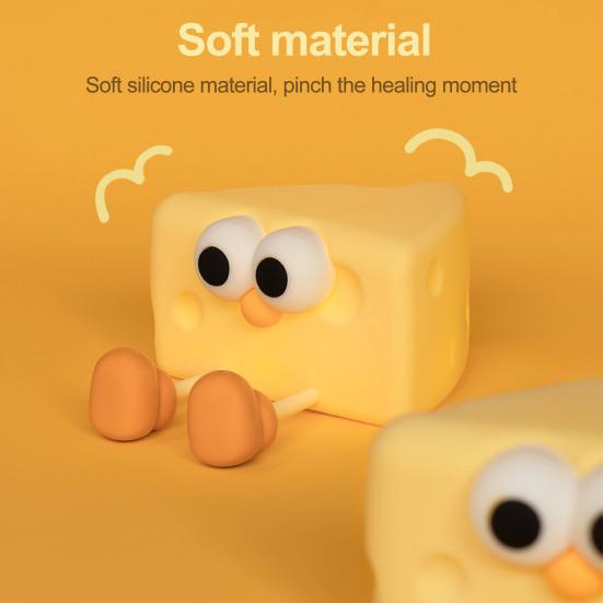 Cute Silicone Nursery Cheese Lamp for Baby and Toddler, Food NightLight for Boys and Girls,Squishy Night Lamp for Bedroom,Kawaii Bedside Lamp for Kids Room