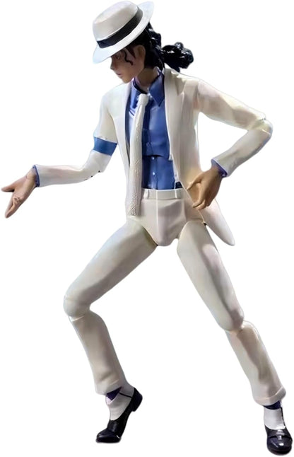Michael Jackson Inspired White Suit Action Figure – Poseable Collectible Model with Accessories