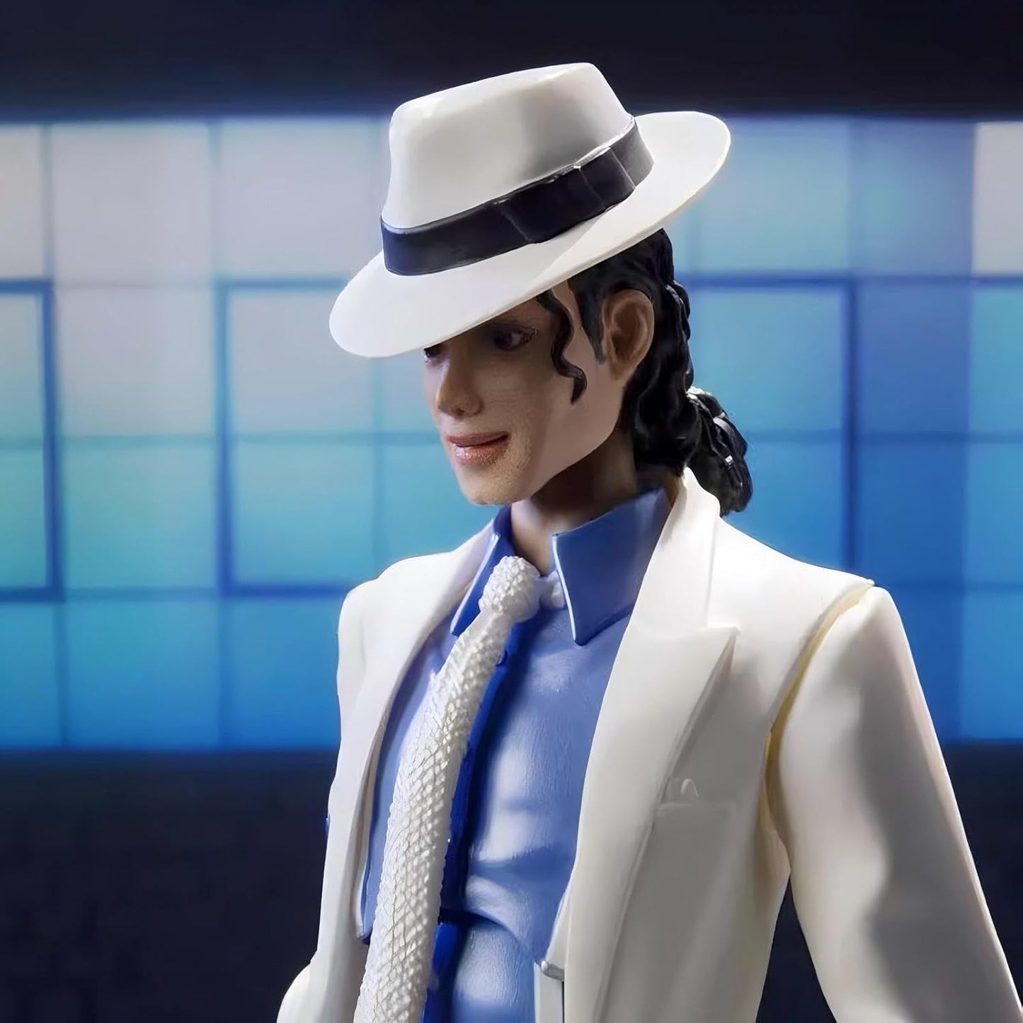 Michael Jackson Inspired White Suit Action Figure – Poseable Collectible Model with Accessories