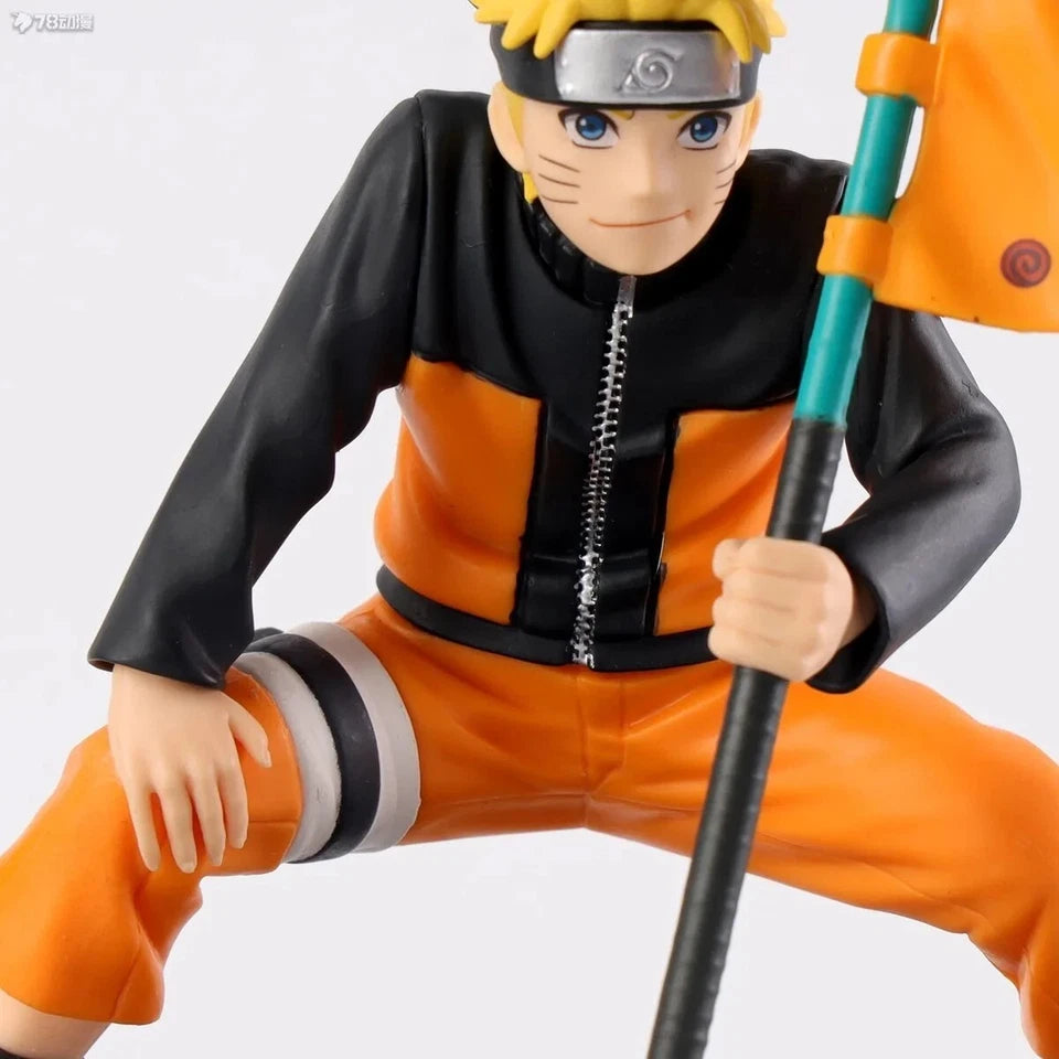 Naruto Uzumaki  Holding Flag Action Figure Collectible 12 cm