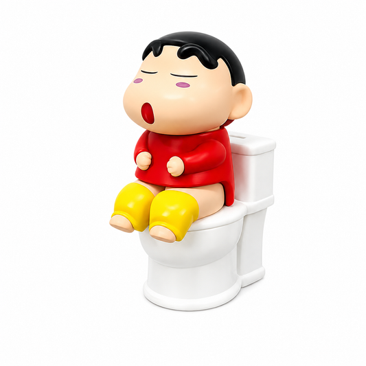 Shinchan Toilet Sitting Figure Toy – Cute Anime PVC Collectible Desk Decor with Random Color Variant