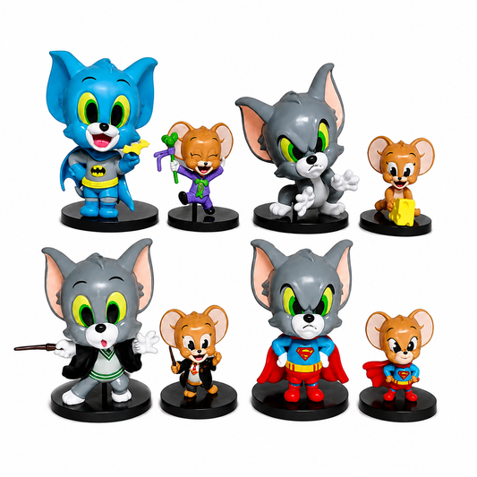 Tom & Jerry Superhero & Cartoon Mini Figure Set – Collectible Action Figurines Pack